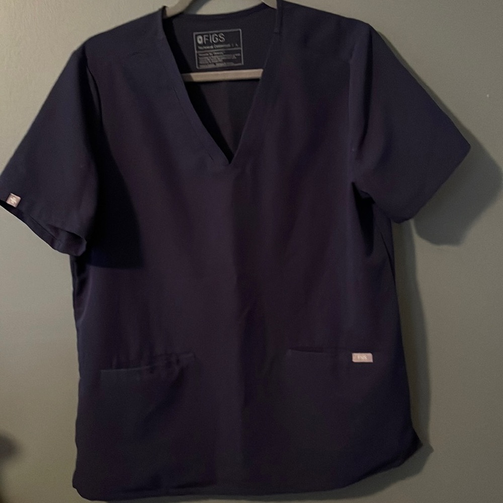 Figs Scrub Top Navy Blue